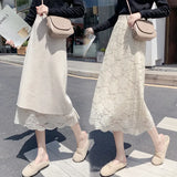 Zingj Lace Knitted Half-Body Skirt On Both Sides Of Autumn And Winter, Medium-Long, High-Waisted, Lean-Hip Skirt, One-Step
