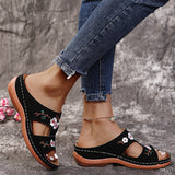 Summer New Women's Shoes Hollow Flowers Embroidered Sandals Slope And Large Size Women's