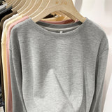 And Autumn 2023 New Waffle Long-Sleeved T-Shirt Women's Solid Color Design Feel Minority Loose Bottomed Shirt