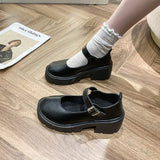Zingj Leather Shoes New Spring 2023 British College Style Bright Leather High-Heeled Single Shoes Round Head Thick Soles Mary Jane
