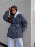 Winter New Thickened Collared Waist Cotton Coat Thin Solid Cotton Coat