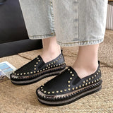 Size Casual Shoes For Women In Spring 2023 New Love Shoes With Thick And Flat Rivets And Fashionable Women's