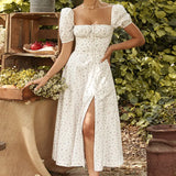 New Women's French Floral Dress Lady Open Fork Big Swing Hanging Dress Dress