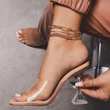 Zingj Size Crystal Slippers Women Wear The Word Transparent Band Leopard Pattern Hate The Sky Cool Slipper