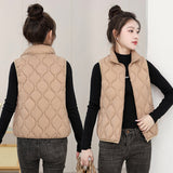 Cotton Vest Female Short Standing Collar Diamond Ge Qiu Dong New Korean Cotton Vest Cotton Vest Coat Fashion Cotton Horse Clip-Outfit