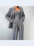 Women's Fashion Casual Suit Temperament Elegant Women's Blazer Trousers Three