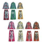 Summer Halter Scarf Blouse Printed Vertical Trousers