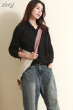 Women Tops White Blouse Fashion 2023 Vintage Cotton and Linen Office Shirt Loose Solid Long Sleeve Button Clothes