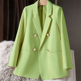 Zingj New Blazer Female Metal Button British Wind Casual Versatile Green Red Small Suit