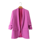 Spring Style Pleated Sleeve Sag Urban Leisure Candy Color Women's Suit