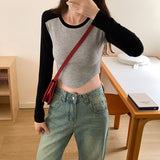 Retro Long-Sleeved T-Shirt Women's Early Autumn New Style Underwear Design Short-Style