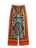 Summer Halter Scarf Blouse Printed Vertical Trousers