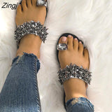 Women Shoes Summer sandals Beach Pineapple Flat Slippers Outside Slides Zapatos De Mujer Shining Crystal Ladies