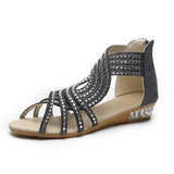 Summer Large-Size Dew Water Drilling Slope And Women's Sandals New Flat-Bottomed Roman Sandals