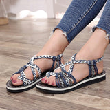Zingj Size Summer Beach Sandals Women Clip Toe Rope Knot Flat Slippers Women- Outfit