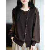 Solid Color Thin Knitted Collar Jacket 2025 New Simple Leisure Pocket Short Zipper Open