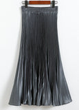 Luster Polyester Pressure Folded Half Skirt Original Single Long Skirt Silk Clear Silk