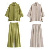 2025 New Casual Thin Loose Shirt Tight Straight Trousers Set