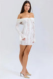 Lace Long Sleeve Off-shoulder Dress- Outfit
