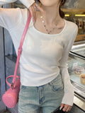 Zingj Sweater 2023 Early Autumn New Thin Sweater Short Sweater With Square Collar And Long Sleeves