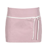 And Energetic Young Girl's Basic Binding And Splicing Low-Waist Skirt 2024 Spring / Summer New Style Hip-Covered