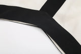New V-Collar Color Medium-Long Suspender Dress
