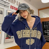 Printing Hoodies Women High Street Retro Loose Simple Sweatshirts Vintage Casual Long Sleeve Sweatshirt Women Clothes
