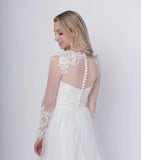 long sleeve lace Appliques jacket Scoop wedding Coat bridal bolero wrap White Lace Bride