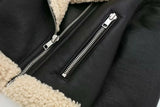 Black Pu Leather Fur One-sided Reversible Jacket- Outfit