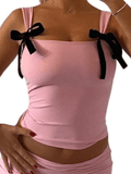 Bow Tie Cropped Tank Top- Outfit