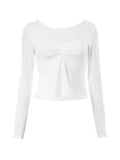 long-sleeved top with square neckline and
