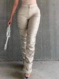 Stacked Pu Leather Pants- Outfit