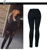 Wish Personality Hot Style All Tear Slim Elastic High Waist Jeans Small Pants-Outfit