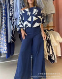Women's Wear 2024 Summer Geometric Printed Bat Shirt INS Style Trousers Fashion Leisure