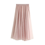 Long Yarn Skirt Half Dress Girl Autumn And Winter High Waist Long Net Yarn Skirt 100 Folding Skirt A Skirt Fairy Dress