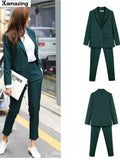 Pants Suits OL 2 Piece Set for Women Business Interview Uniform Blazer & Pencil Pants Office Lady
