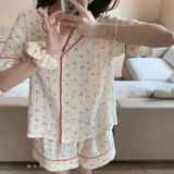 Sets Women Geometric Design Temper Baggy Short Sleeve Cozy Summer Casual Homewear Chic New Simple Fashion Classic