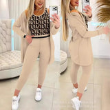 Zingj Women's Solid Color Vest Elastic Waist Long Trousers Suit (3 Pieces) ODS4317