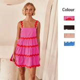 Zingj Spring And Summer New Loose, Sweet And Fresh Lace Splicing Short Dress