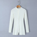 Spring Style Knitted Slim Zipper Long-Sleeved Solid Color