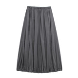 New Nylon Solid Color Pleated Casual Half Skirt