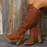 Autumn And Winter New National Wind Large-Size Long-Trace Knight Boots Side Zipper Coarse And High-Heeling Sleeve Fashion Boots