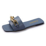Zingj Large Sandals And Slippers For Women In Summer 2023 The New One-Shaped Metal Chain Is