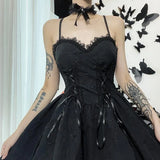 Winter Dress New Style Dress Dark Style Jacquard A Pendulum Back Halter