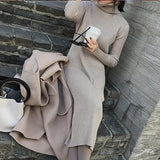 Autumn Winter Women Knitted Dress Turtleneck Sweater Dresses Lady Slim Bodycon Long Sleeve Bottoming Dress Vestidos