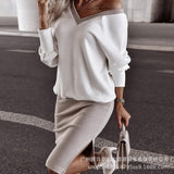 Zingj Series) 2023 Women's Fashion V-Neck Dress Top Skirt