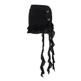 Zingj Lace Hollow Out Mesh Gauze Tight Onesie, Summer Hot Style Flounce Wrap Buttock Short Skirt Suit- Outfit