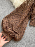 Black/White/Brown Sexy Lace Blouse Women Elegant V-Neck Puff Long Sleeve Open Back Short Tops Female Party Blusas