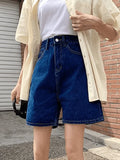 High Waist Straight Leg Denim Shorts-Outfit