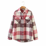 New Autumn Sanded Blouse Women's Lapel Single-Breasted Plaid